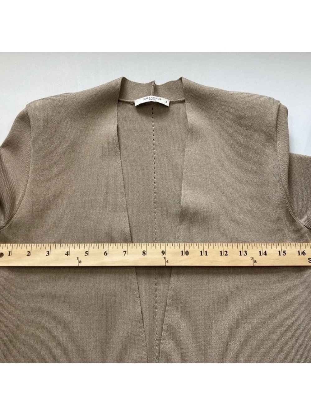 MM.LaFleur Taupe Pearl Jardigan | Open Front Knit Blazer Cardigan | Size Small - Picture 15 of 15